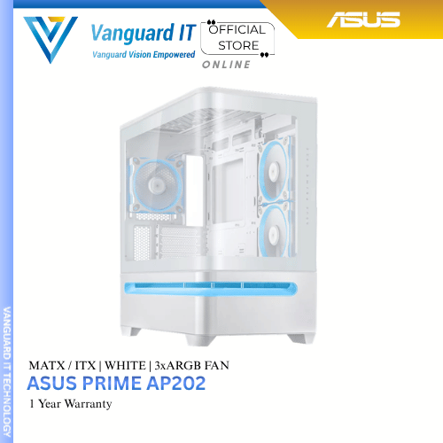 Asus Prime Ap202 Matx White ( 3x ARGB Fan Included )