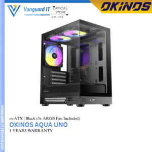 OKINOS Aqua Uno [Black] mATX (3x ARGB Fan Included)
