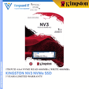 KINGSTON NV3 1TB NVMe SSD Gen4x4 Read: 6000MB/s Write: 4000MB/s