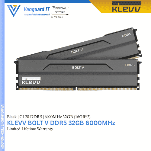 KLEVV BOLT V 6000 CL28 32GB (16GBx2) Gaming Memory - BLACK / WHITE