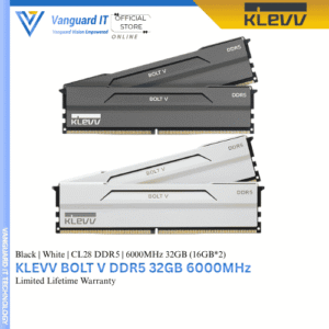 KLEVV BOLT V 6000 CL28 32GB (16GBx2) Gaming Memory - BLACK / WHITE
