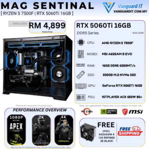 MAG SENTINAL [ AMD Ryzen 5 7500F | RTX 5060TI 16GB ]