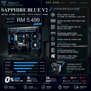 SAPPHIRE BLUE V2 [Intel Core U5 225F | RTX 5060Ti 8GB]