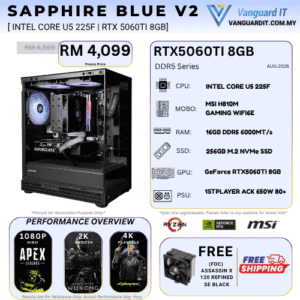 SAPPHIRE BLUE V2 [Intel Core U5 225F | RTX 5060Ti 8GB]