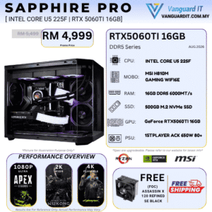 SAPPHIRE PRO [Intel Core U5 225F | RTX 5060Ti 16GB]