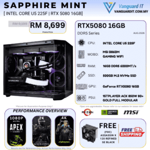SAPPHIRE MINT [Intel Core U5 225F | RTX 5080 16GB]
