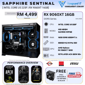 SAPPHIRE SENTINAL [Intel Core U5 225F | RX 9060XT 16GB ]