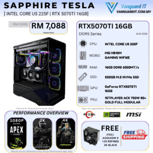 SAPPHIRE TESLA [ Intel Core U5 225F | RTX 5070TI 16GB]