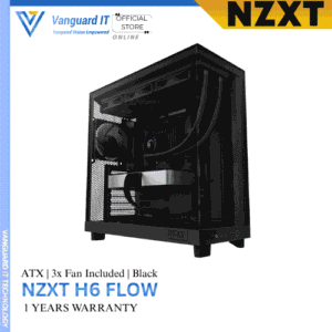 NZXT H6 Flow Dual Chamber [ATX |3x Pre-Installed Fan | Black] **PROMO** NZXT Riser 4.0 Vertical GPU Mounting Kit Included